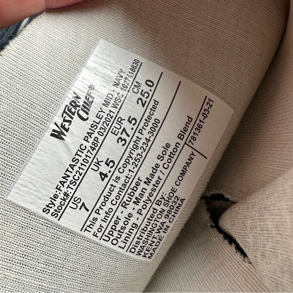 WESTERN Chief Rubber Mud Barn Rubber Boots Size 7 “Fantastic Paisley Mid-Navy” - Picture 7 of 12